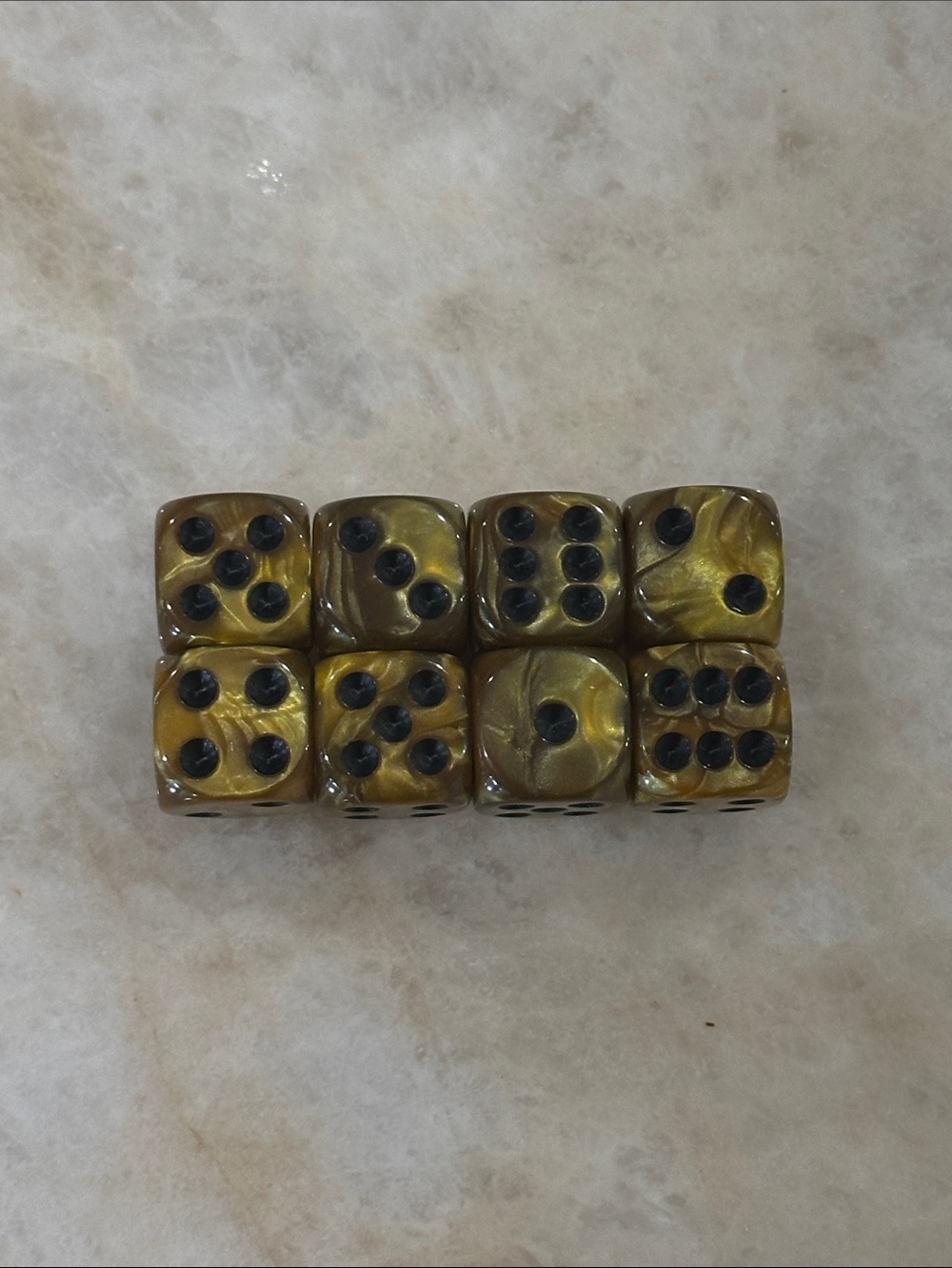 Swirled Amber Game Dice Set of 8 - Home Accents